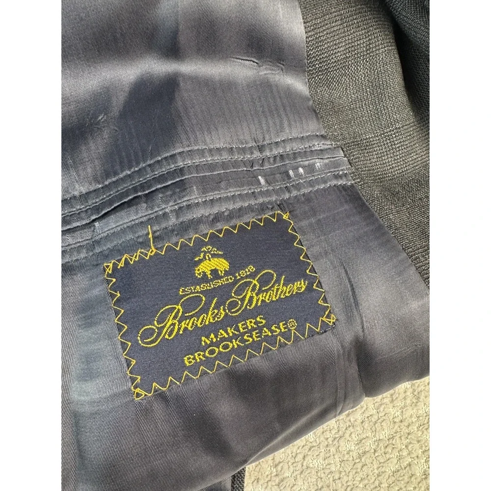 Brooks Brothers Blazer‎ Mens 45 Long Gray 100% Worsted Wool Brooksease Jacket